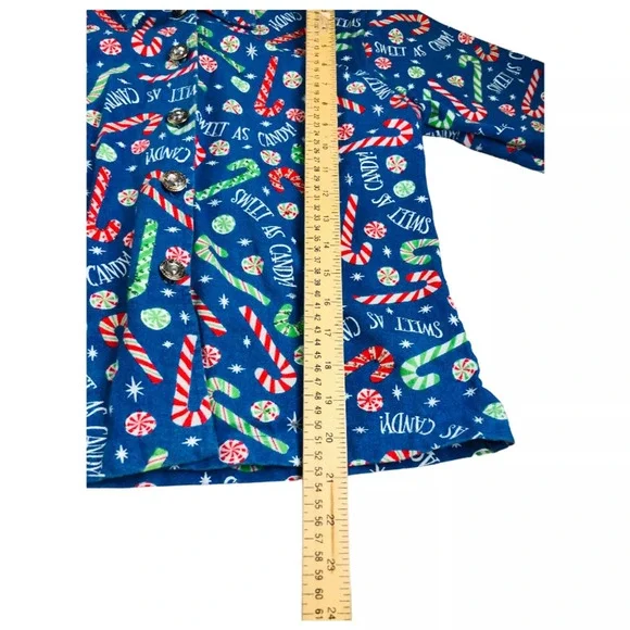 Life Style Womens Ugly Christmas Blazer Jacket Candy Cane Print Cotton Petite - Picture 6 of 7